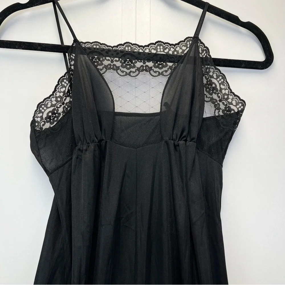 Vintage Queens Way Black Slip Dress Women’s Size Small Midi Lace Made in the USA